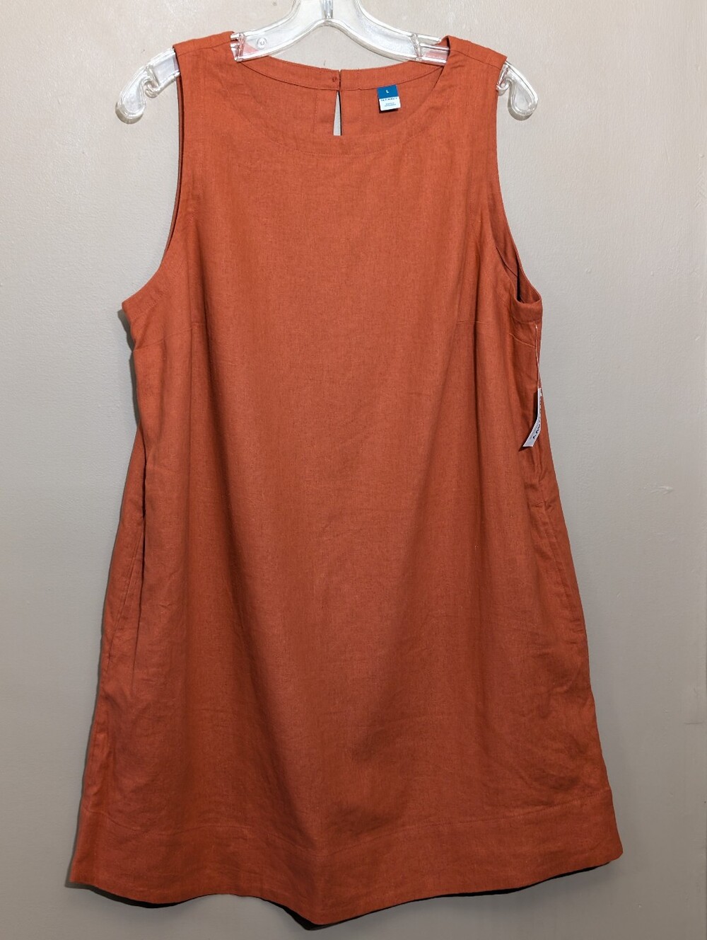 Old Navy Sleeveless Linen-Blend Mini Shift Dress in Gingerspice L